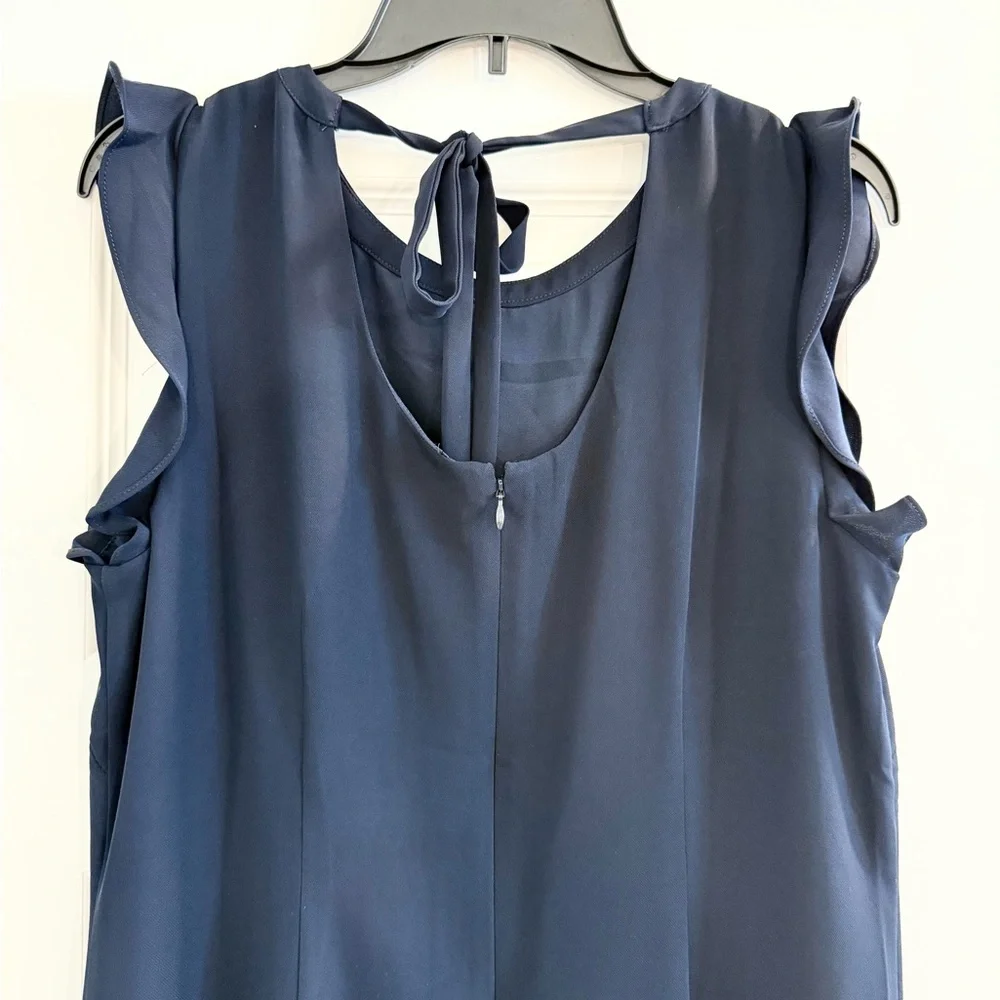 Loft Ruffle Sleeve Navy Shift Dress Size 10 - Picture 6 of 9
